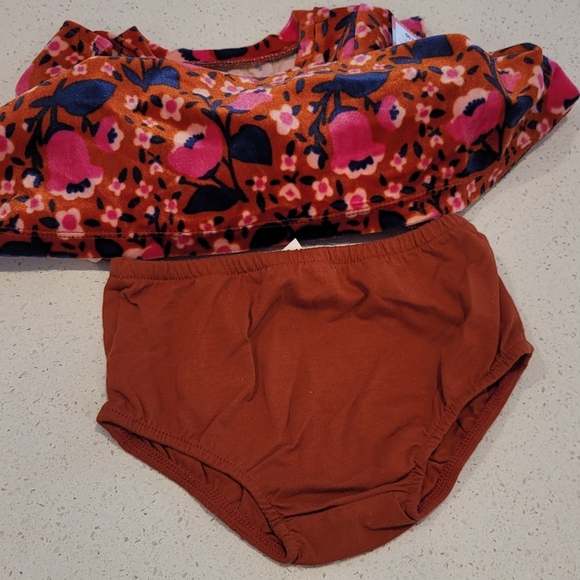 Floral Velour short-sleeved dress 12M - Picture 3 of 5